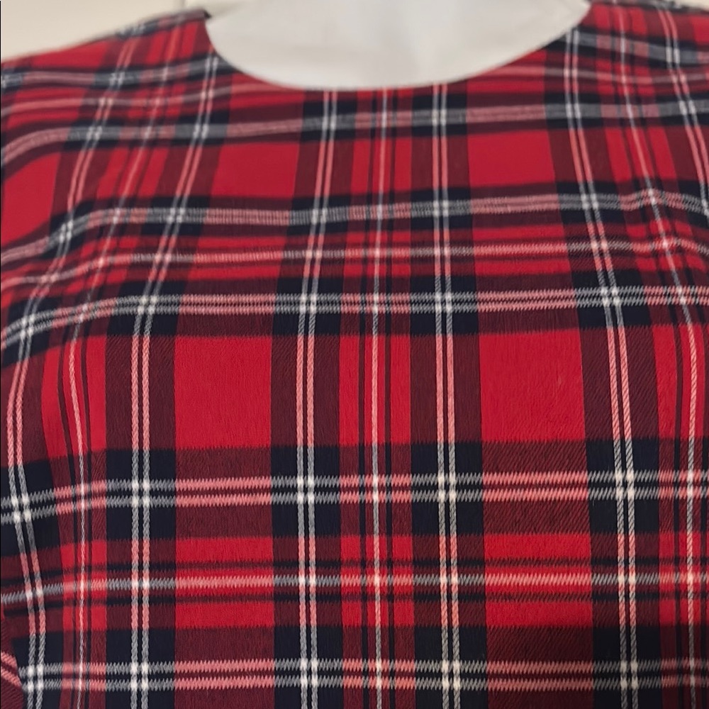 Draper James Red and Blue Pleated Puff Sleeve Midi Dress - Picture 3 of 6